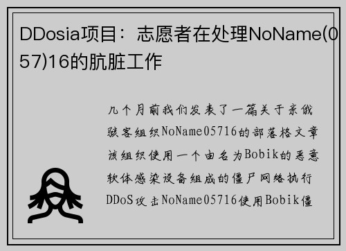 DDosia项目：志愿者在处理NoName(057)16的肮脏工作 