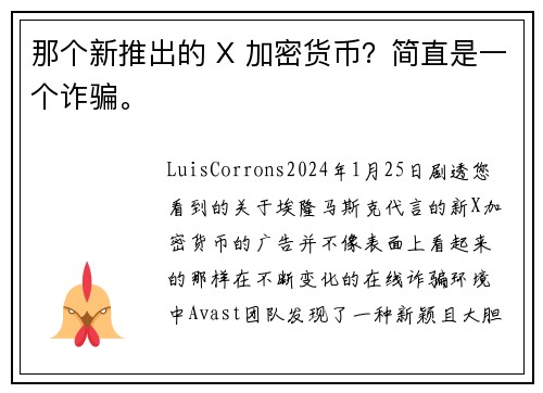 那个新推出的 X 加密货币？简直是一个诈骗。